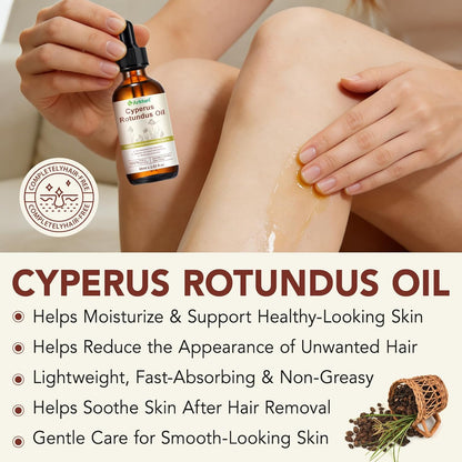 Cyperus Rotundus Oil, 60ML Cyperus Rotundus Oil Hair Removal, Natural Hair Removal Care Essential for Smooth Skin, Moisturizing & Soothing, Suit for All Skin Types (1, 60Ml)